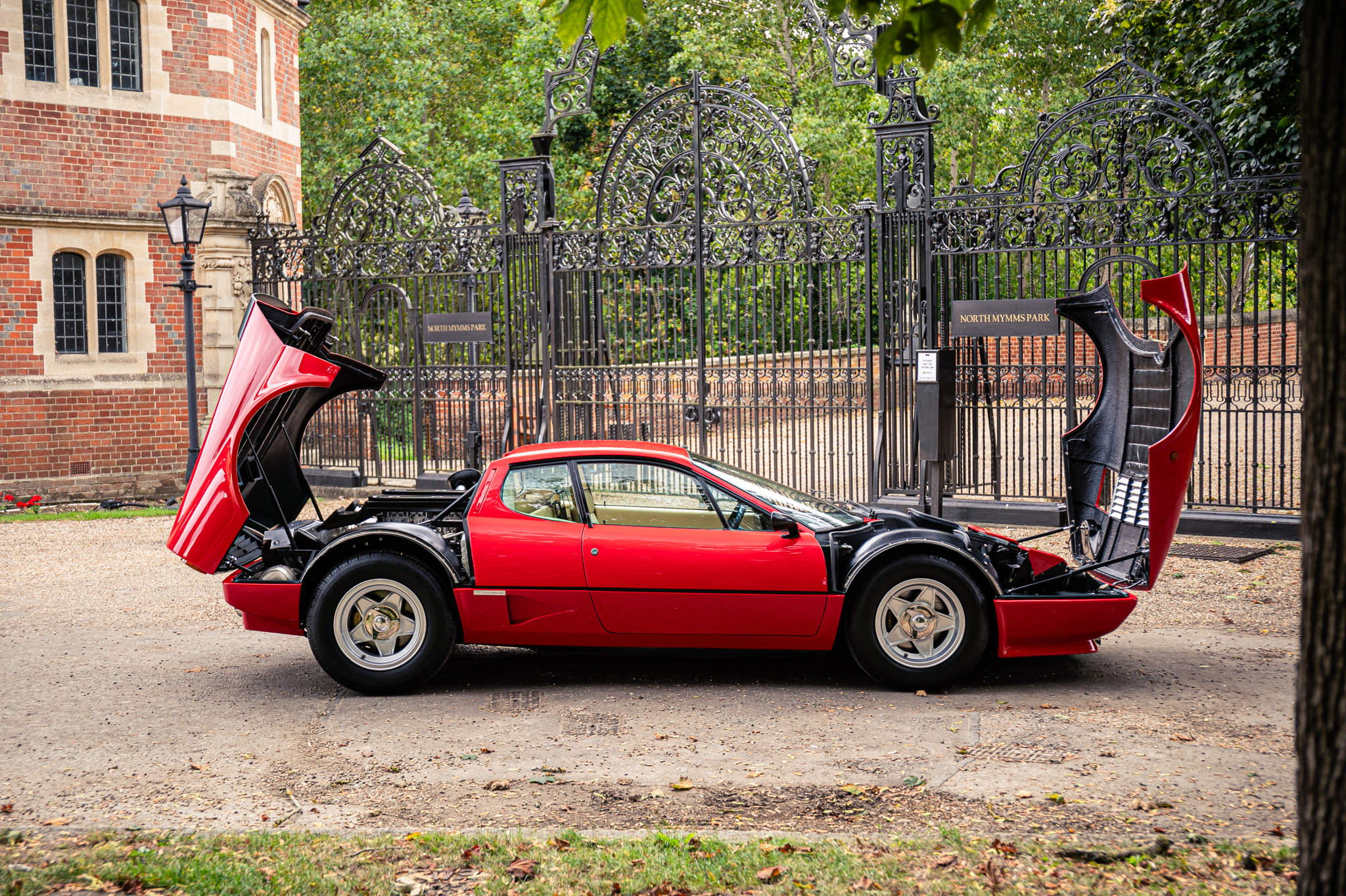 Ferrari 512BB with Bonnet and Boot up showing the engine and mechanicals