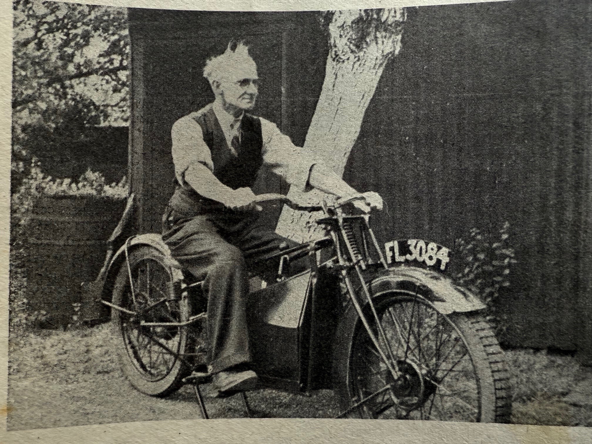Mr Pidcock on his converted bike in 1942